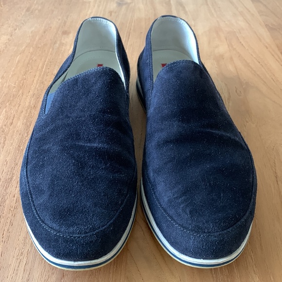Prada Blue Suede Mens Slip On Shoes - Picture 2 of 6